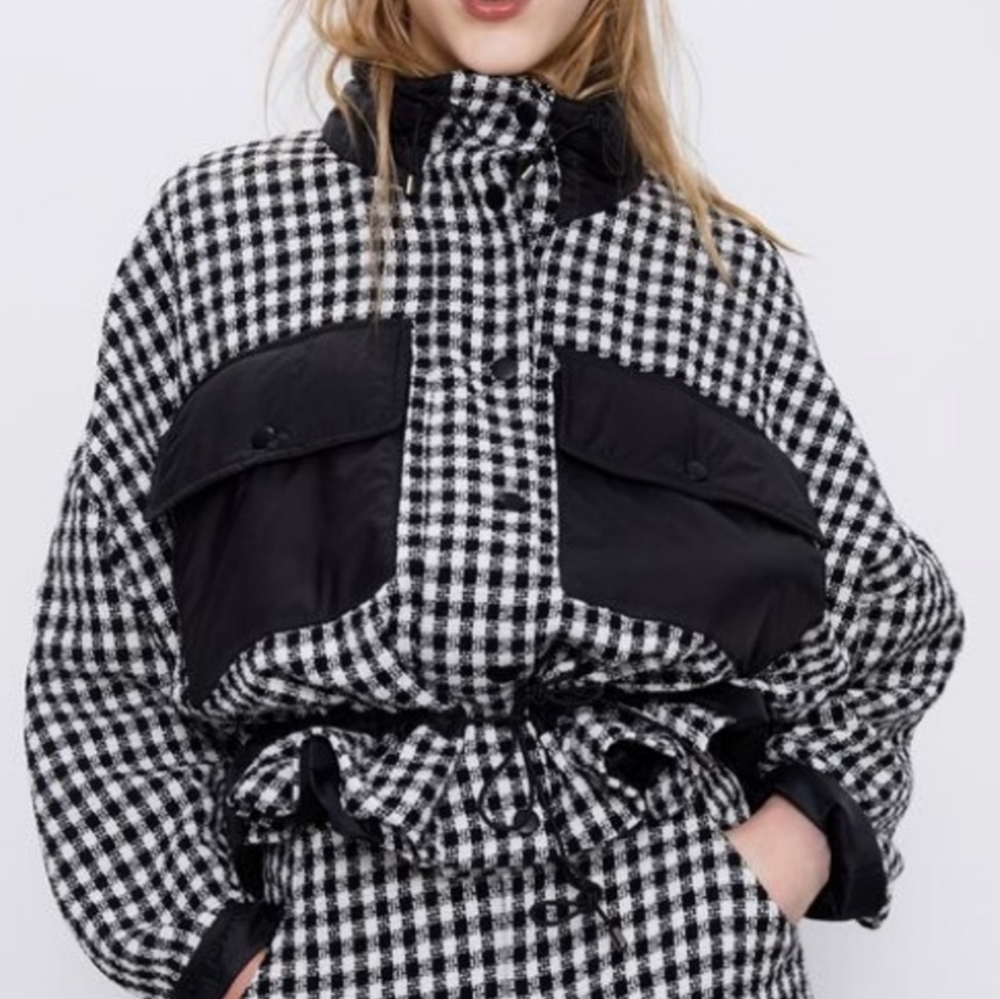 Zara Contrasting Tweed Jacket